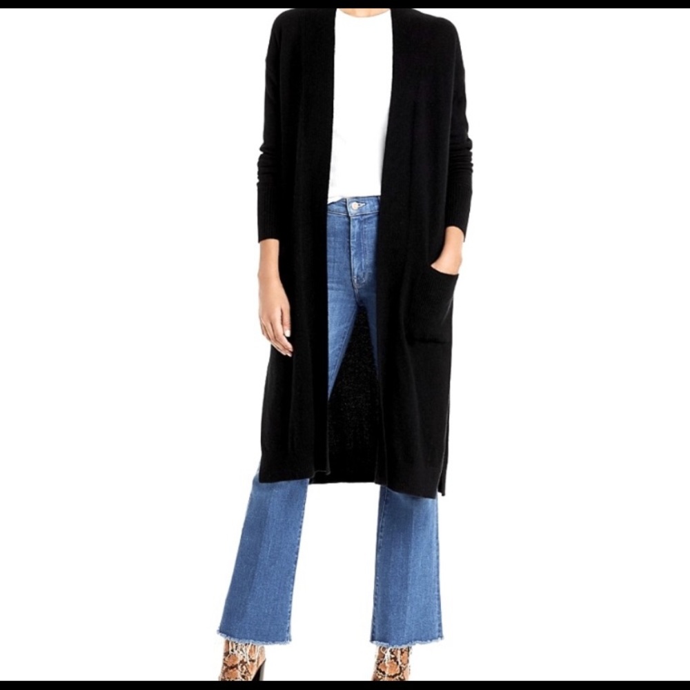 NWT black cashmere long sweater Size xs